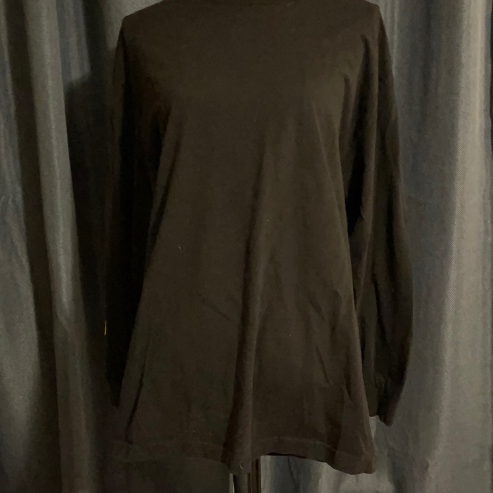 Black tee with flames on sleeves